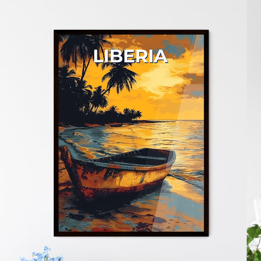 Painterly Seascape: Vibrant Boat on Liberia's Coastal Sands, Africa