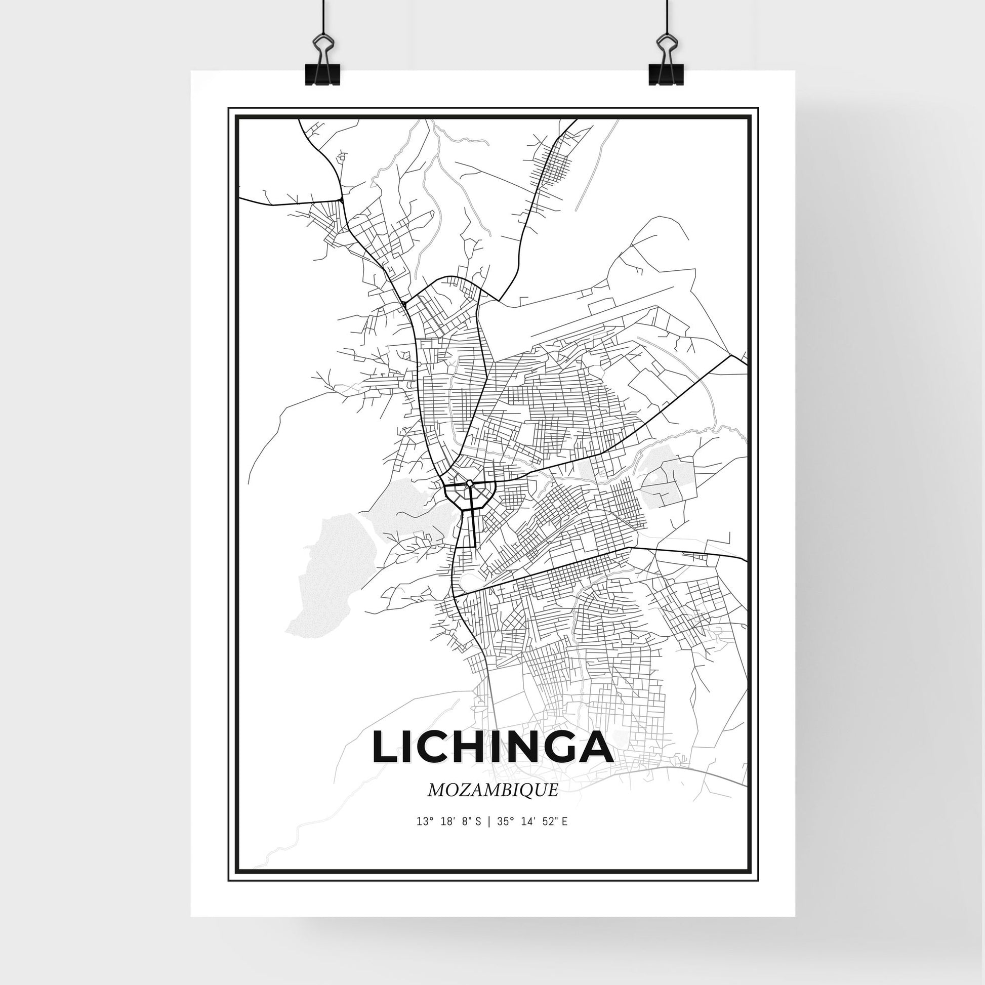 Lichinga Mozambique - Premium City Map Poster