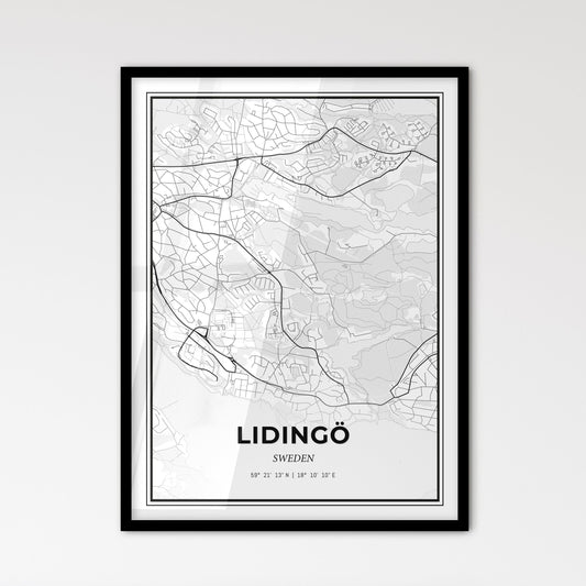 Lidingö Sweden - Scandinavian Style City Map for Modern Home Decor