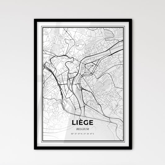 Liège  Belgium - Scandinavian Style City Map for Modern Home Decor