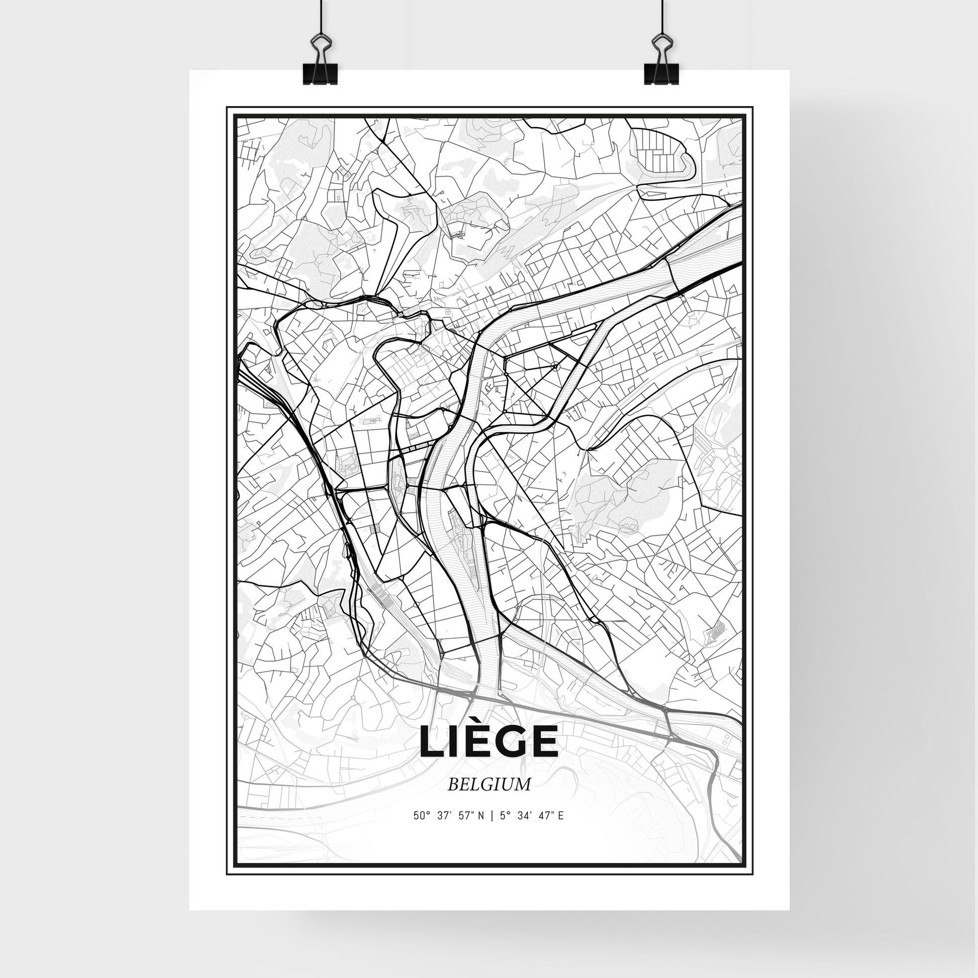 Liège  Belgium - Premium City Map Poster