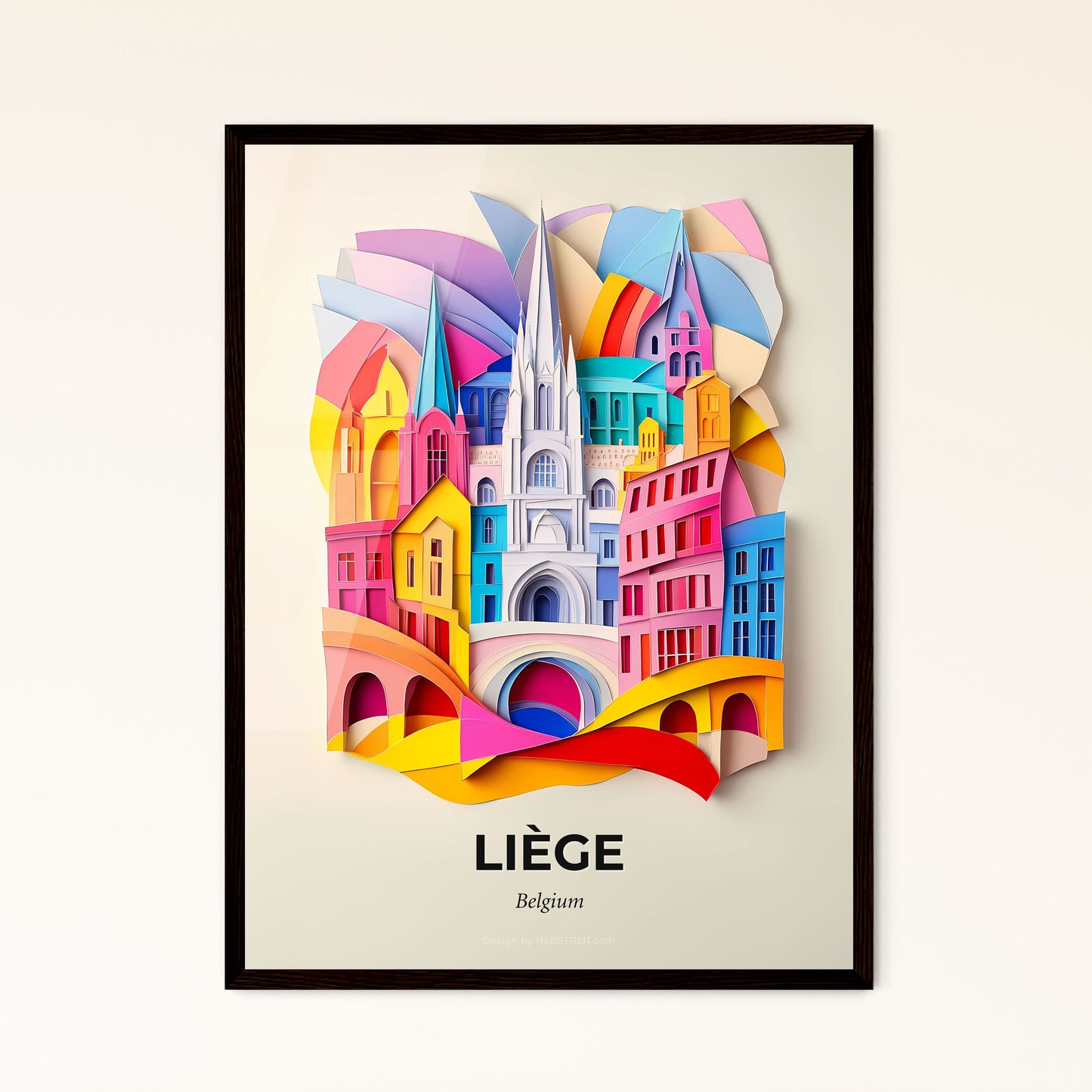 Vivid Liège , Belgium - a colorful city with a clock tower on top of it