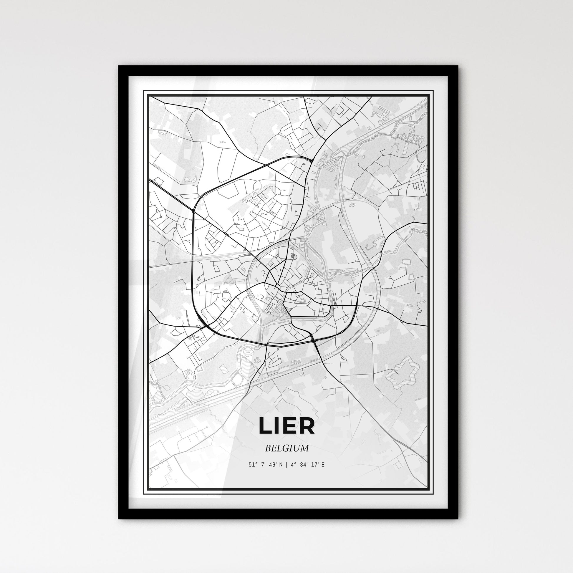 Lier  Belgium - Scandinavian Style City Map for Modern Home Decor