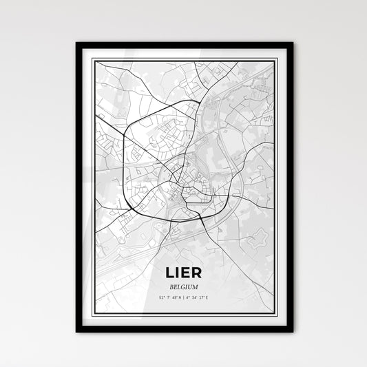 Lier  Belgium - Scandinavian Style City Map for Modern Home Decor