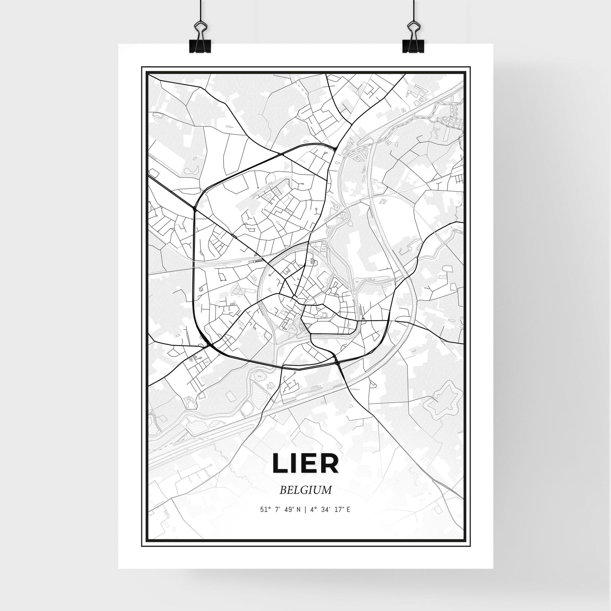 Lier  Belgium - Premium City Map Poster