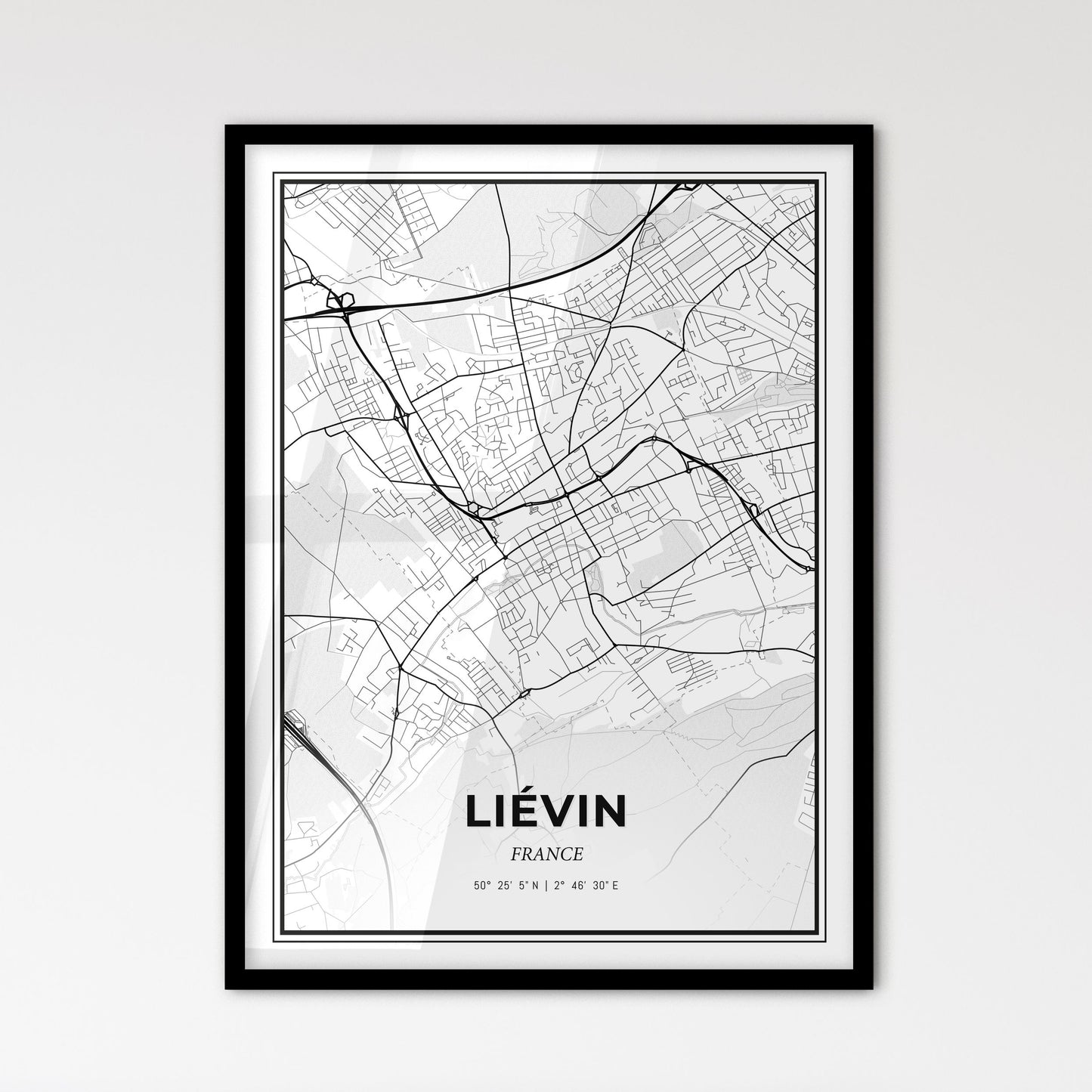 Liévin France - Scandinavian Style City Map for Modern Home Decor