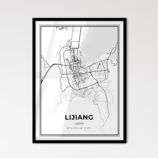 Lijiang China - Scandinavian Style City Map for Modern Home Decor