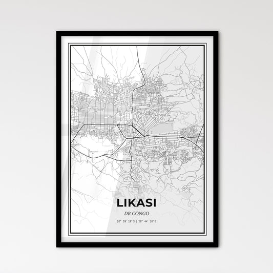 Likasi DR Congo - Scandinavian Style City Map for Modern Home Decor