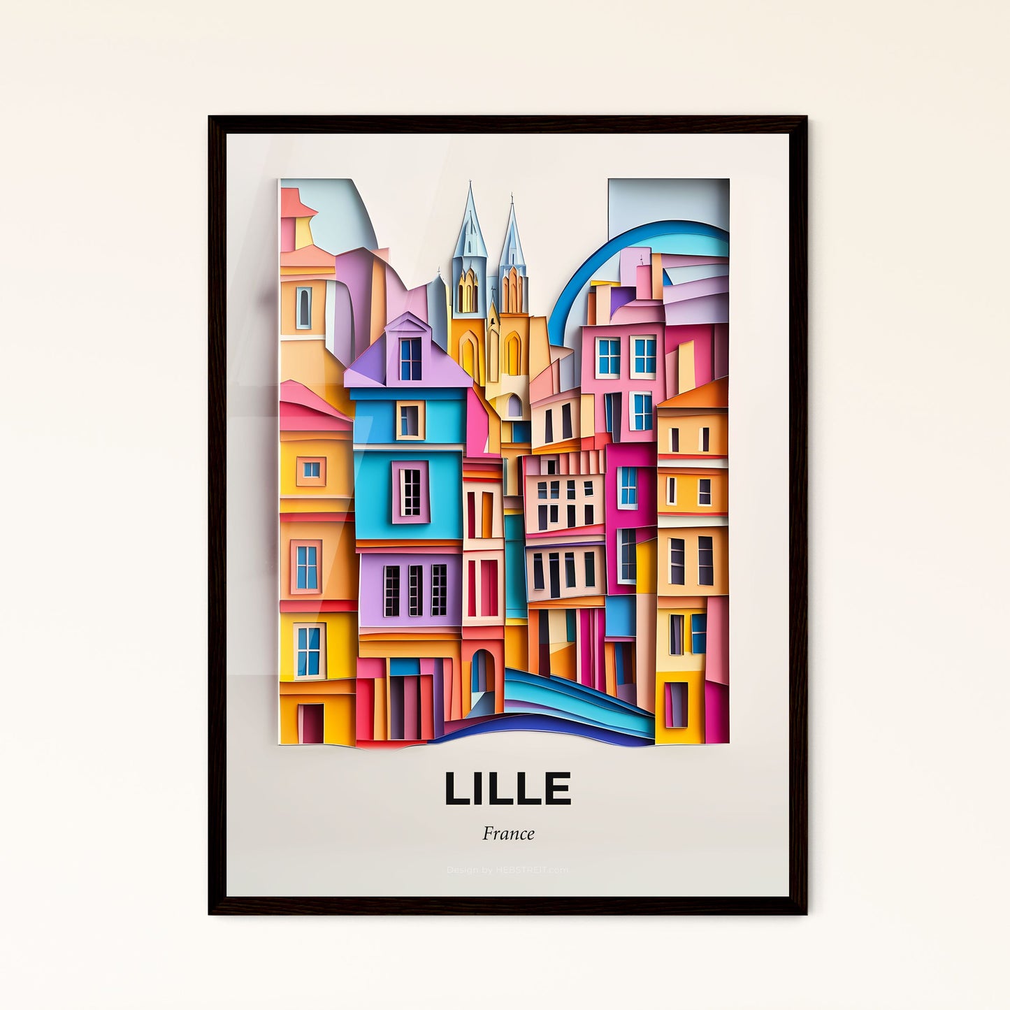 Vivid Lille, France - a paper cut of a city with a river