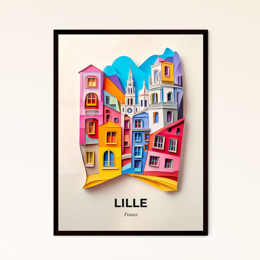 Vivid Lille, France - a paper cut of a city with a clock tower