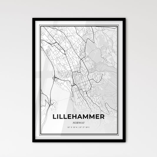 Lillehammer Norway - Scandinavian Style City Map for Modern Home Decor