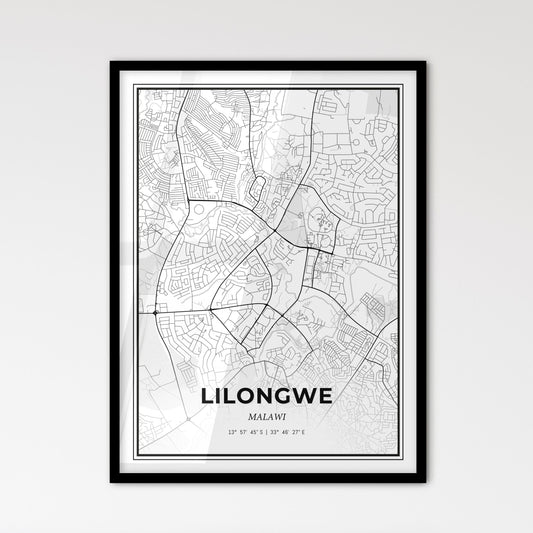 Lilongwe Malawi - Scandinavian Style City Map for Modern Home Decor