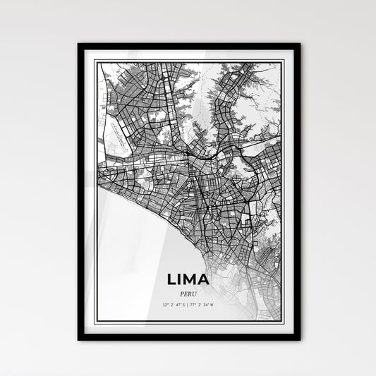 Lima Peru - Scandinavian Style City Map for Modern Home Decor