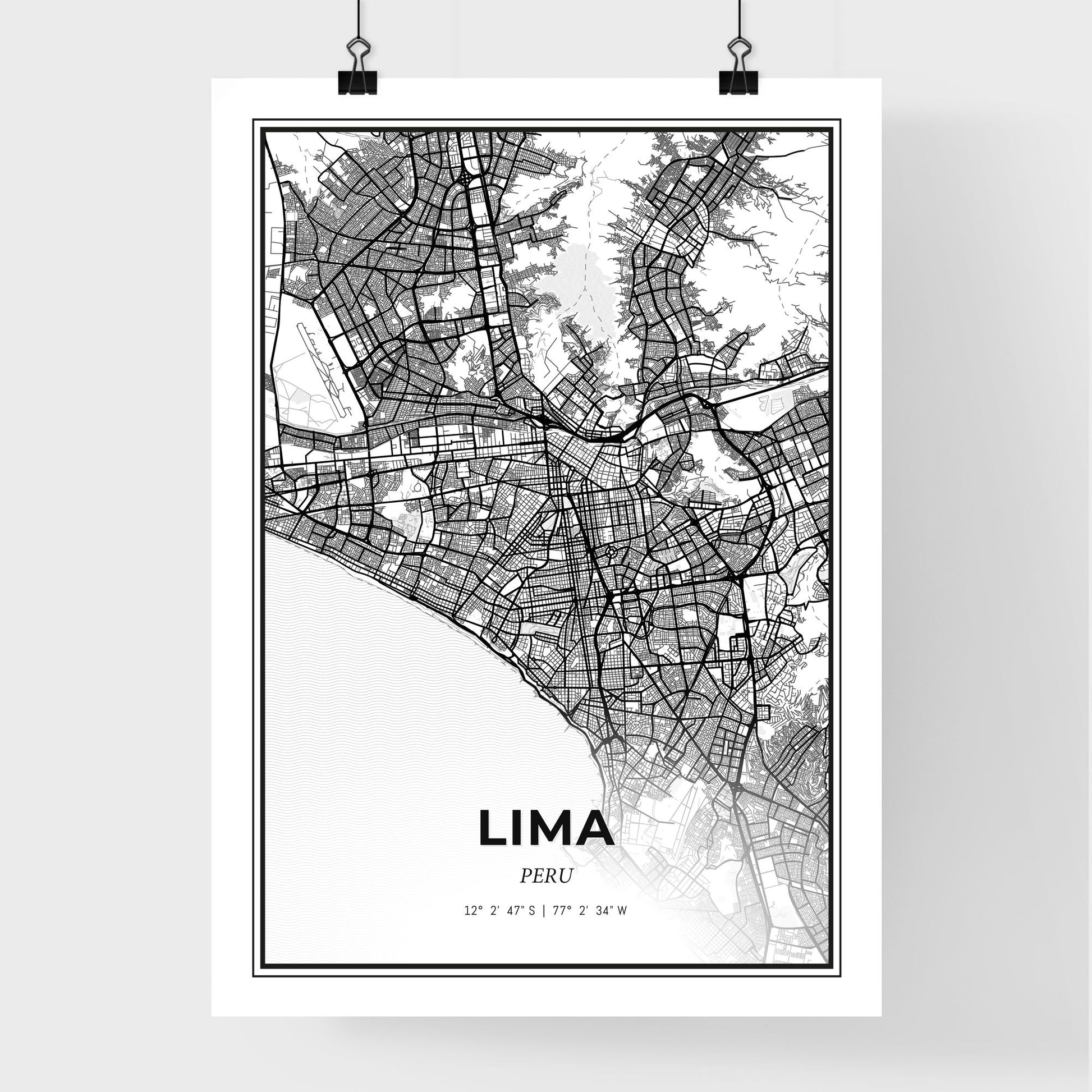 Lima Peru - Premium City Map Poster