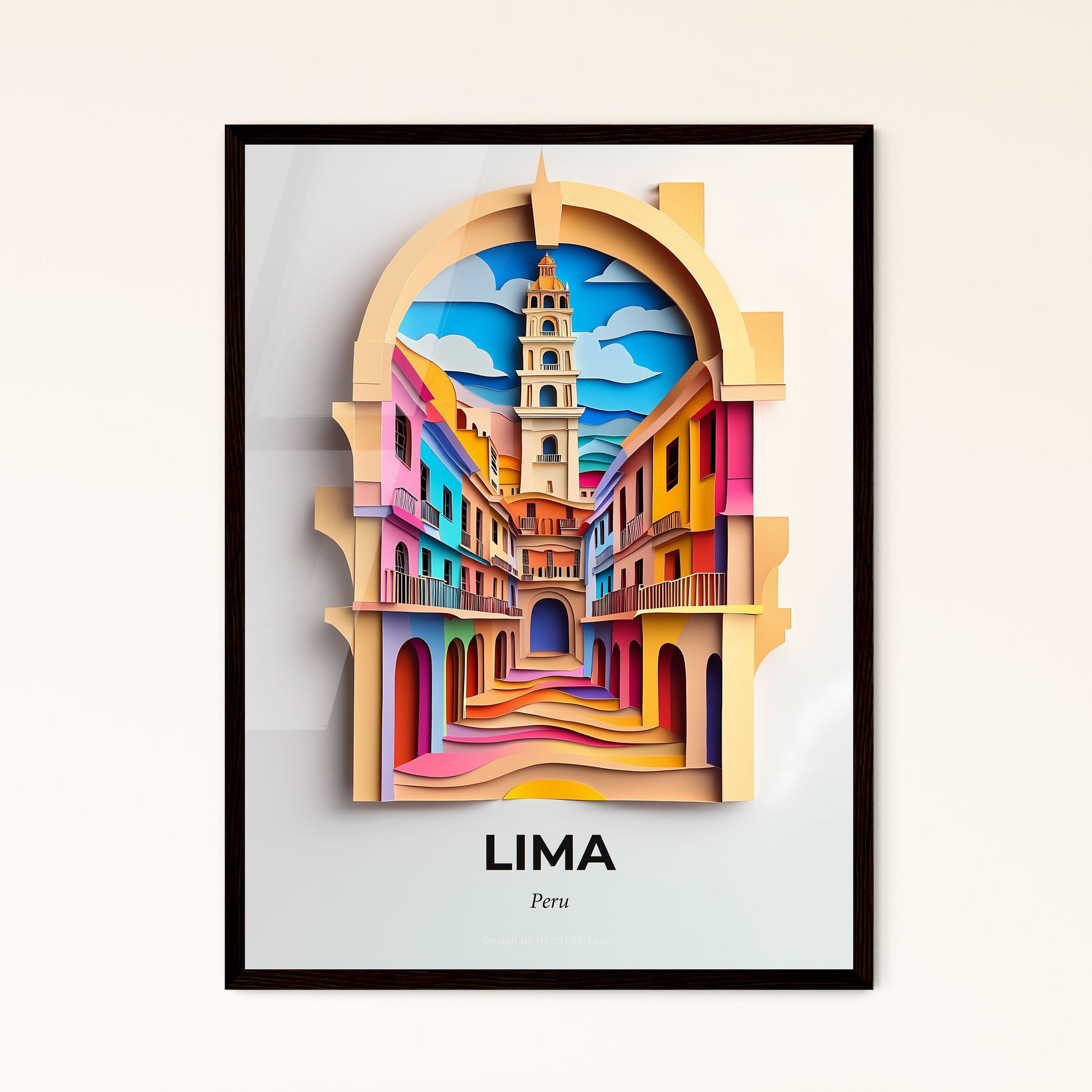 Vivid Lima, Peru - a clock with a clock tower in the middle of it