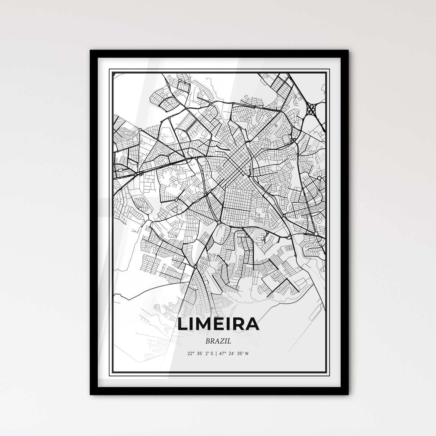 Limeira Brazil - Scandinavian Style City Map for Modern Home Decor