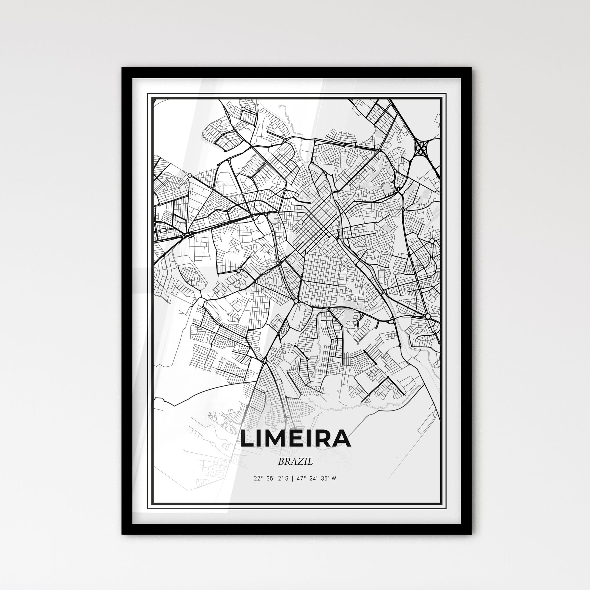 Limeira Brazil - Scandinavian Style City Map for Modern Home Decor
