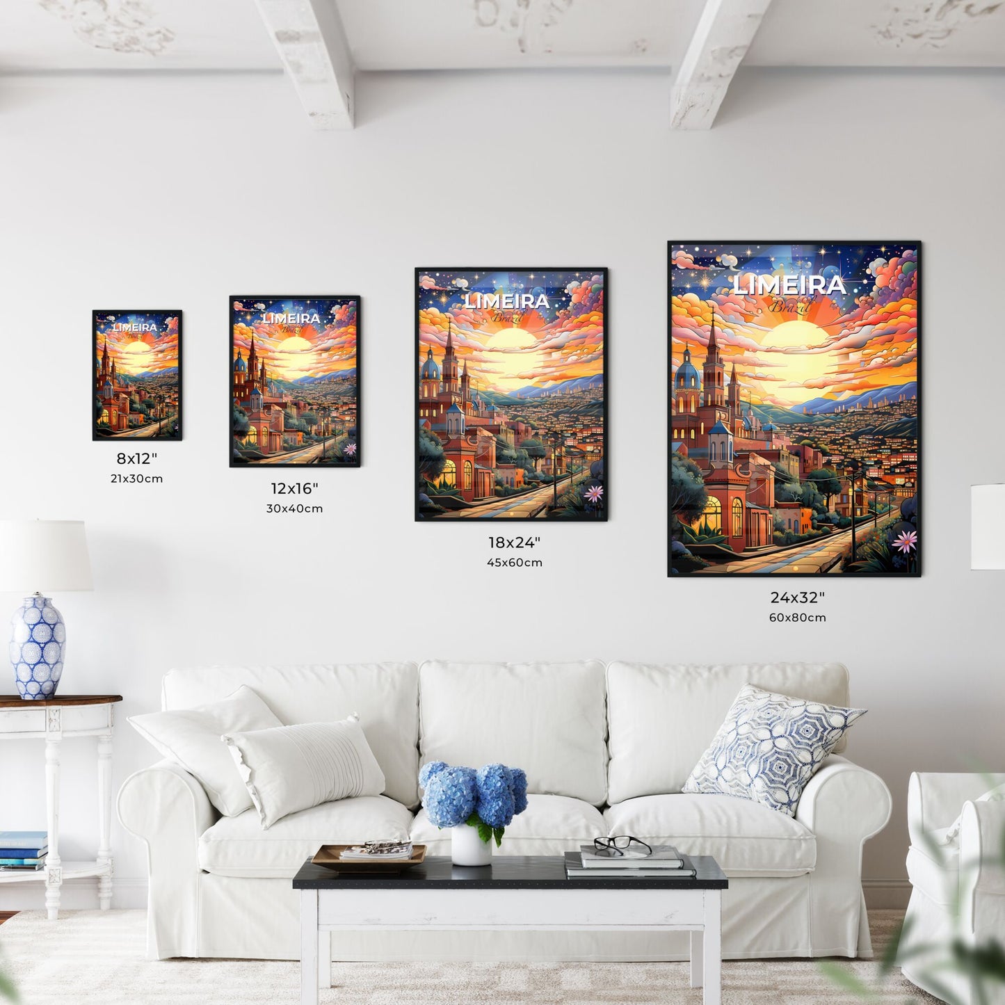 Limeira City Painting Skyline Colorful Sunset with Clouds Art Default Title