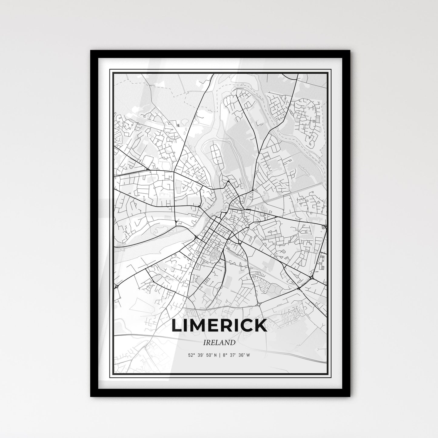 Limerick Ireland - Scandinavian Style City Map for Modern Home Decor
