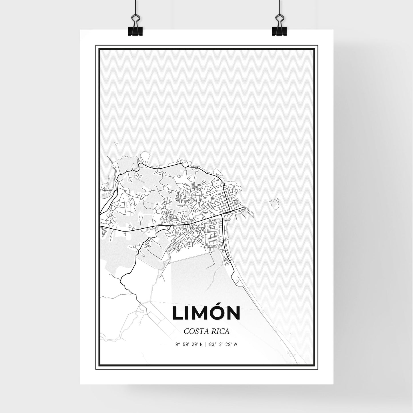 Limón Costa Rica - Premium City Map Poster