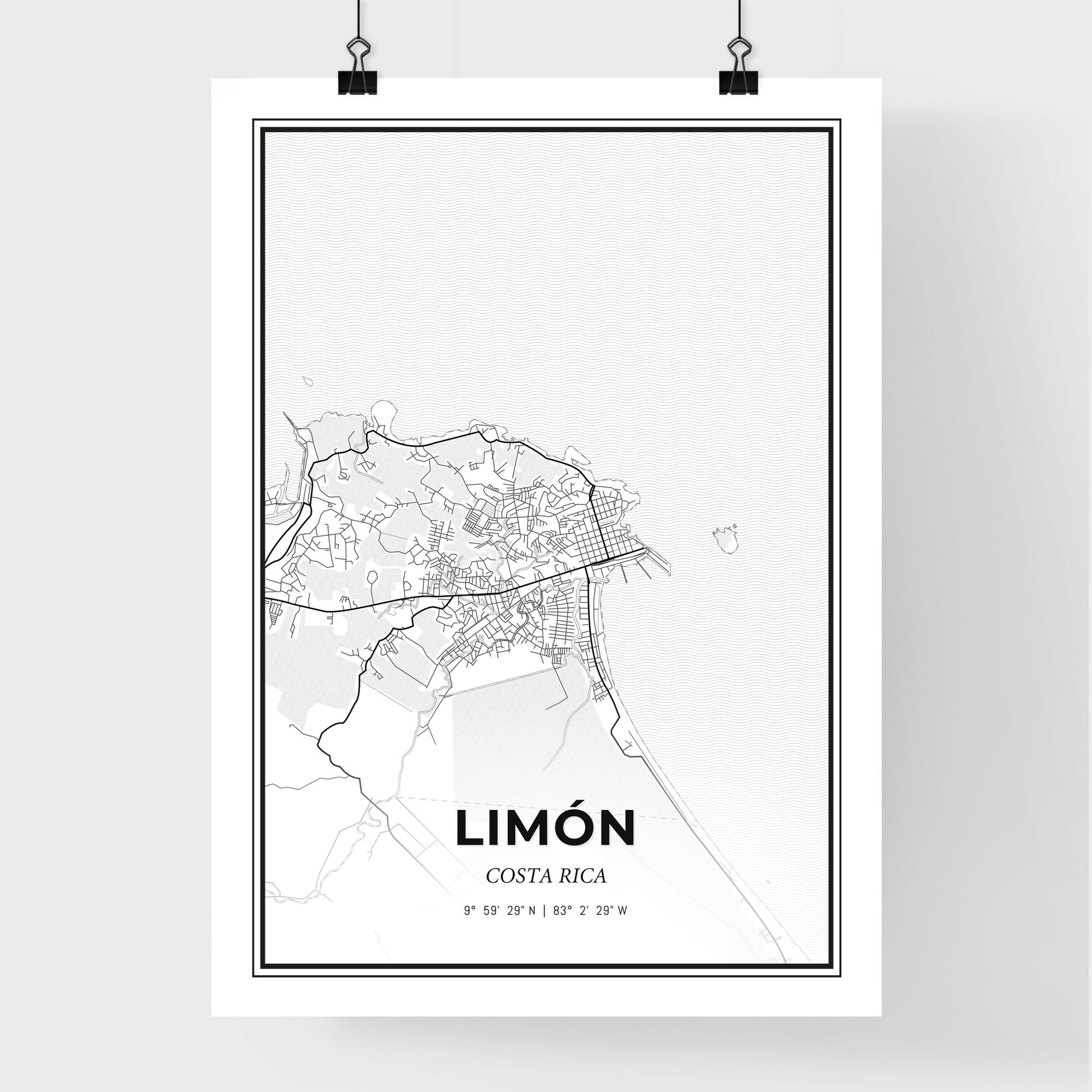 Limón Costa Rica - Premium City Map Poster