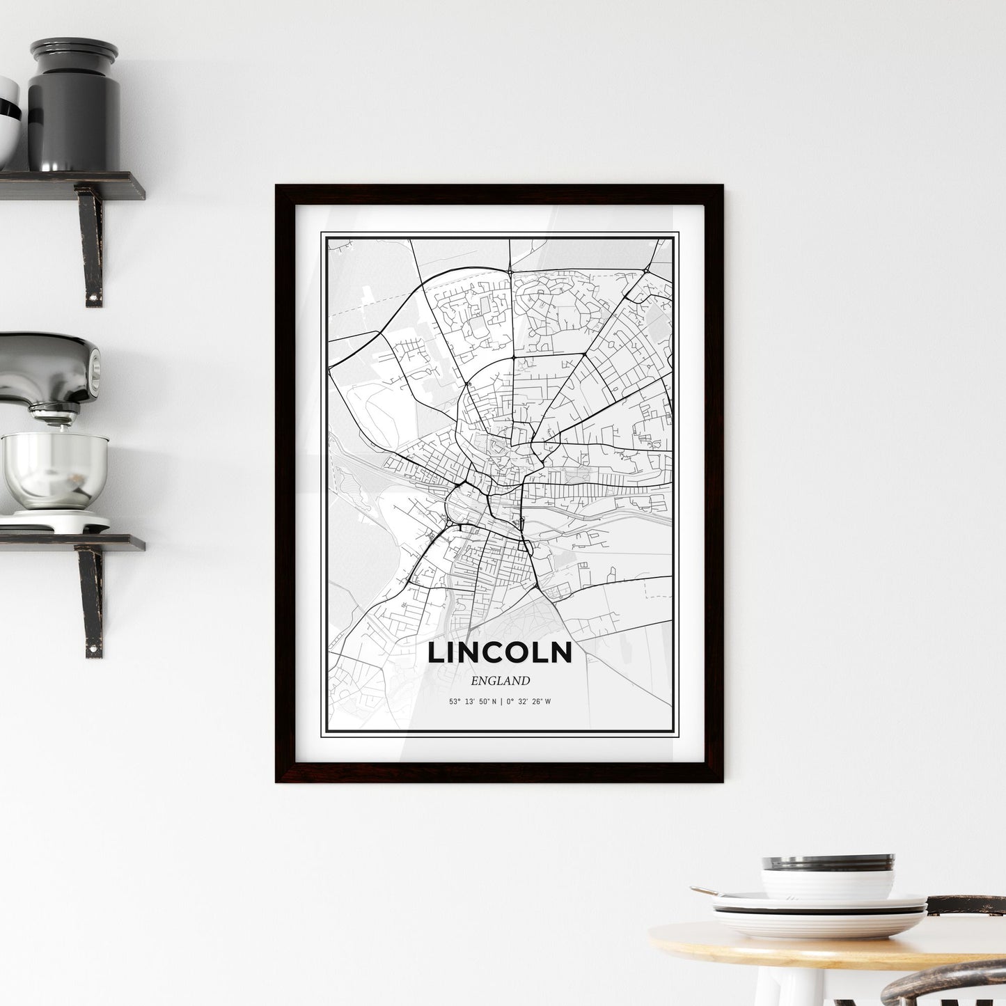 Lincoln England - Minimal City Map