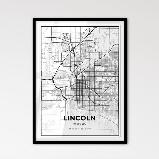 Lincoln Nebraska - Scandinavian Style City Map for Modern Home Decor