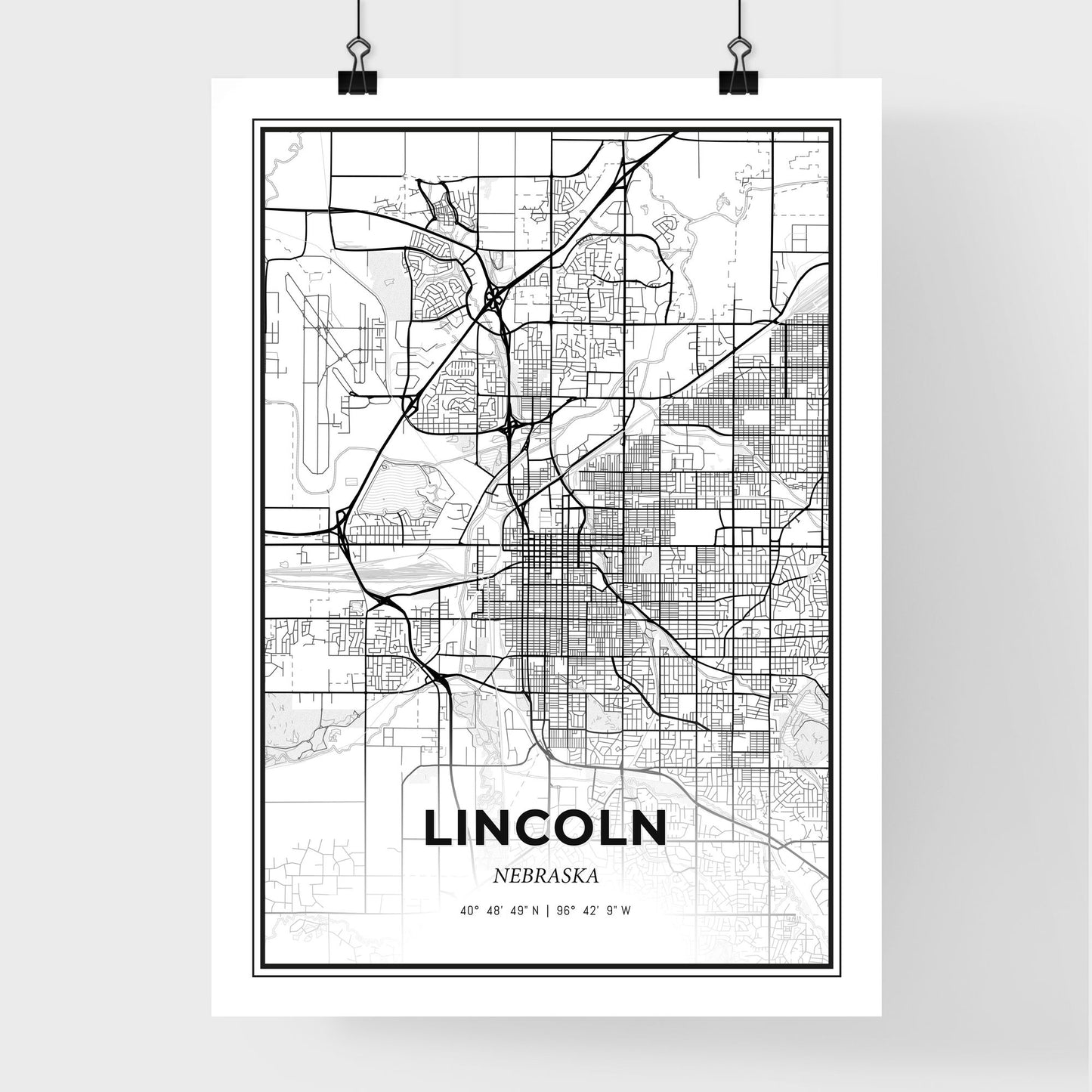 Lincoln Nebraska - Premium City Map Poster