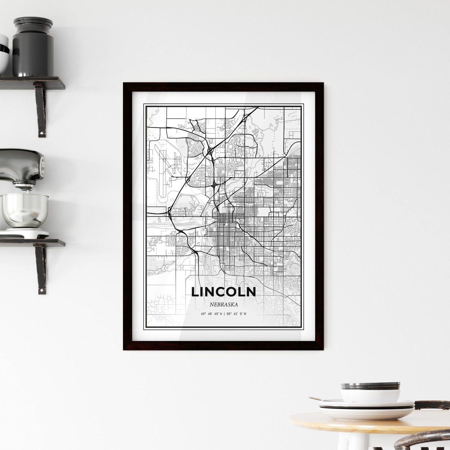 Lincoln Nebraska - Minimal City Map