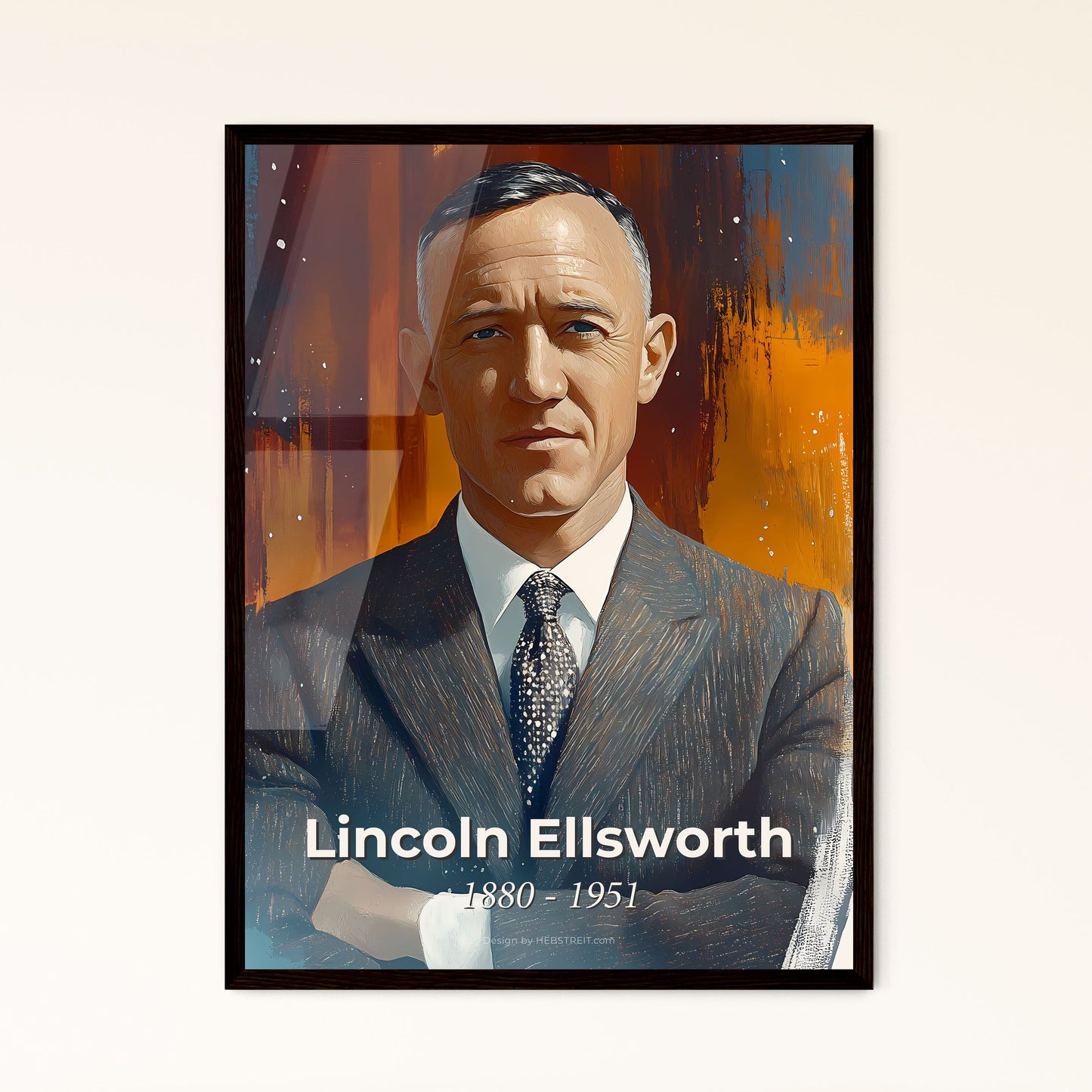 Portrait of Lincoln Ellsworth, 1880 - 1951. Impressionistic painting of a man in a suit.