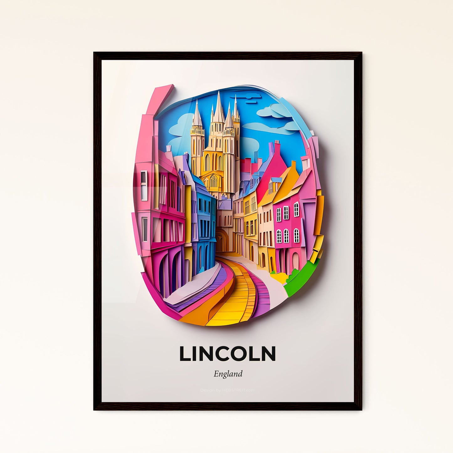 Vivid Lincoln, England - a paper cut of a city with a clock on it