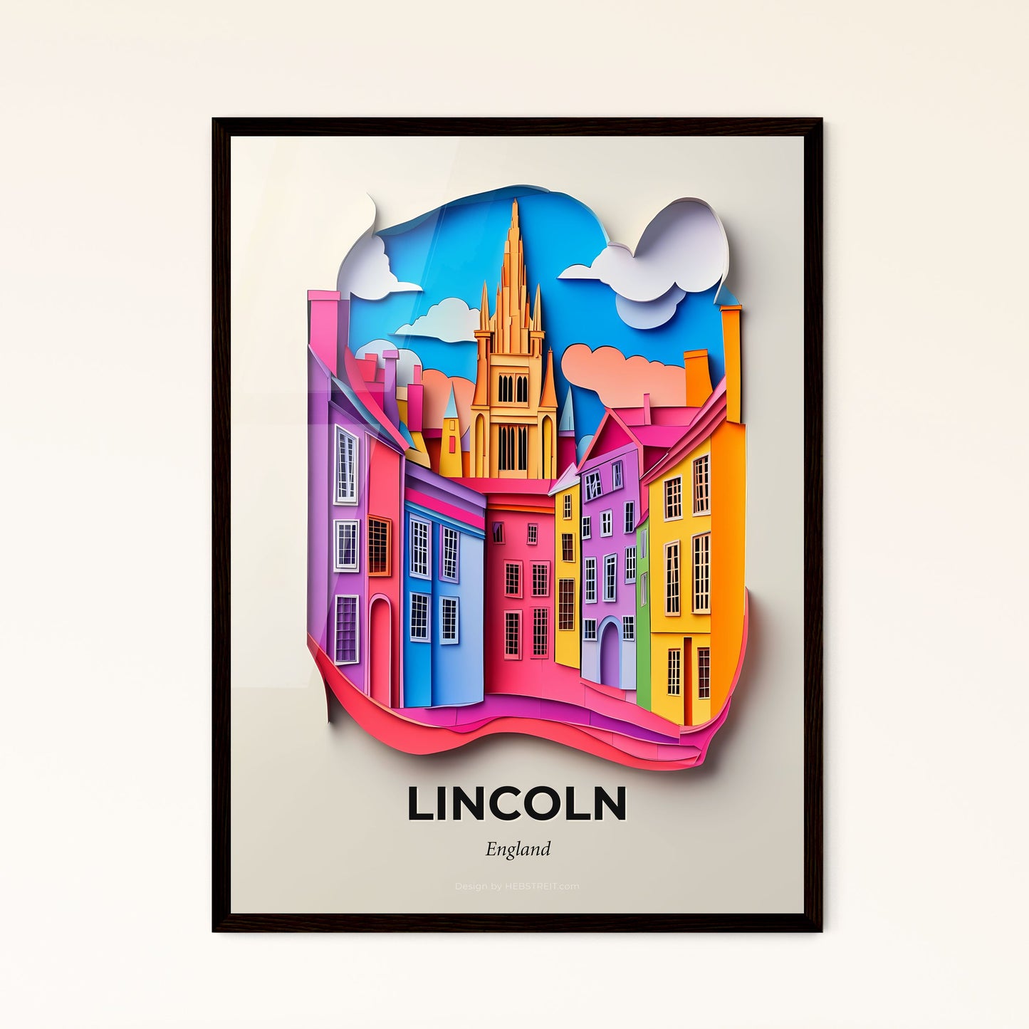 Vivid Lincoln, England - a paper cut of a city with a church