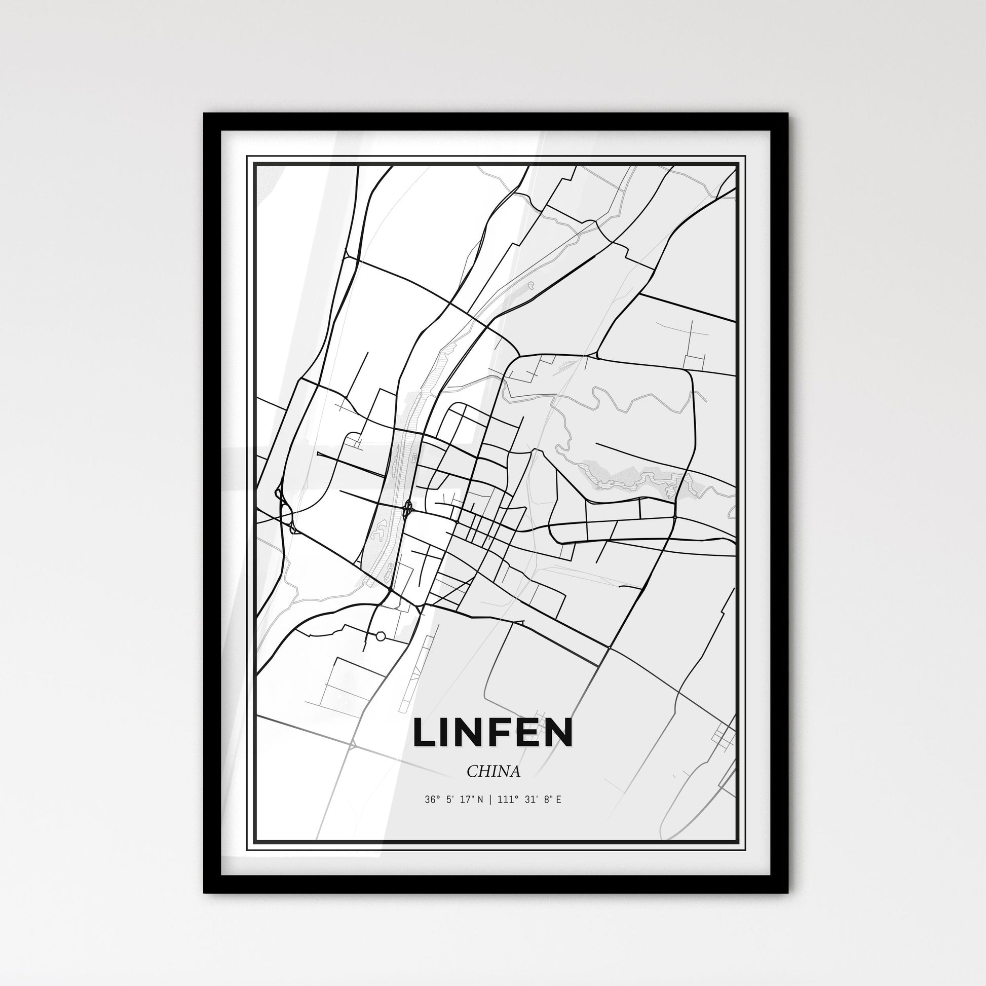 Linfen China - Scandinavian Style City Map for Modern Home Decor