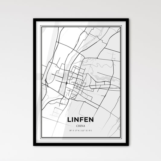 Linfen China - Scandinavian Style City Map for Modern Home Decor