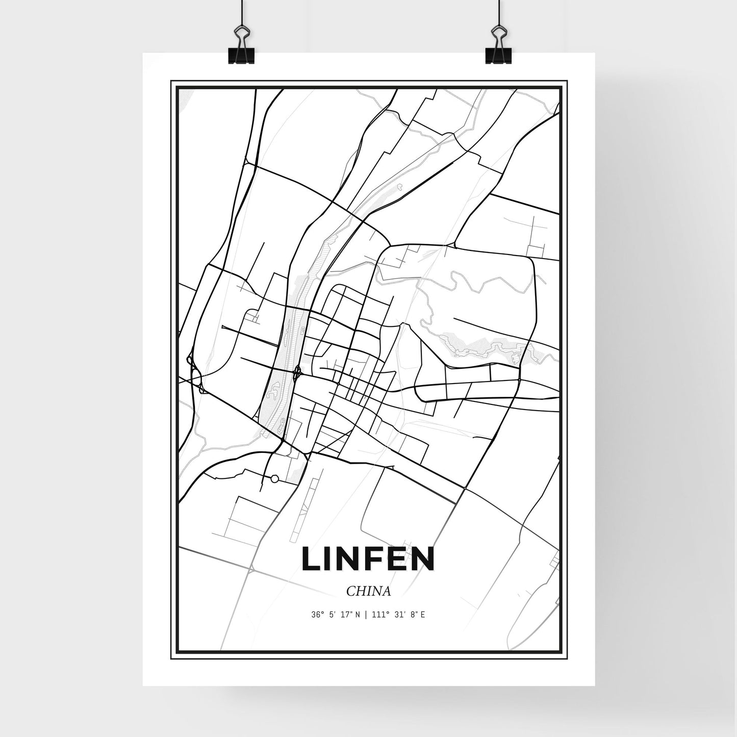 Linfen China - Premium City Map Poster