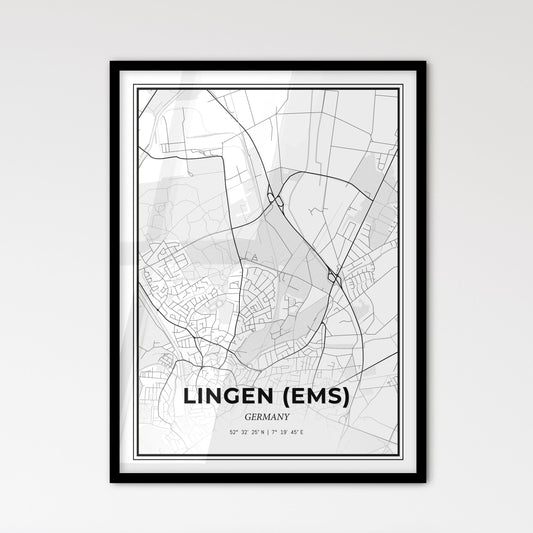 Lingen (Ems) Germany - Scandinavian Style City Map for Modern Home Decor