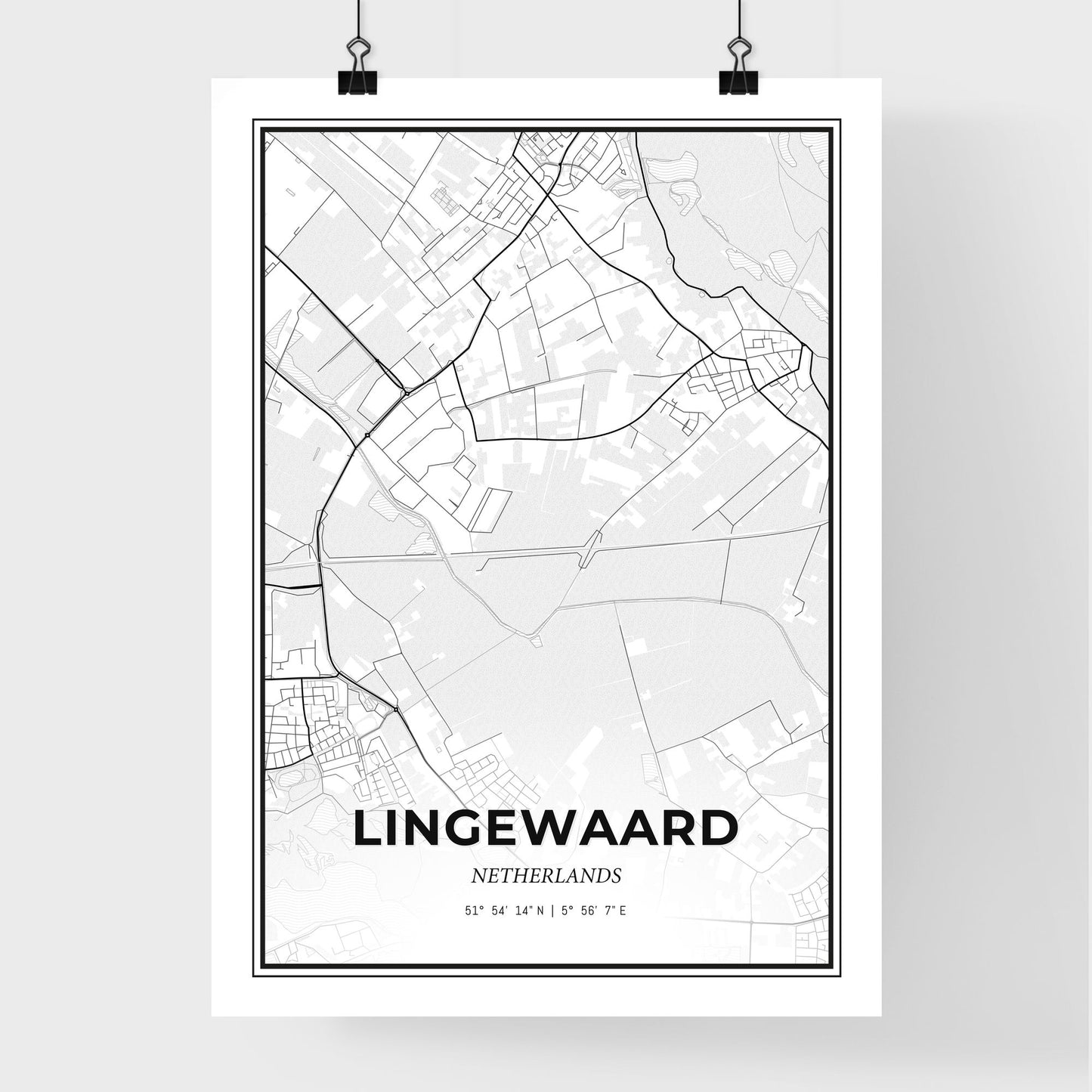  Lingewaard Netherlands - Premium City Map Poster
