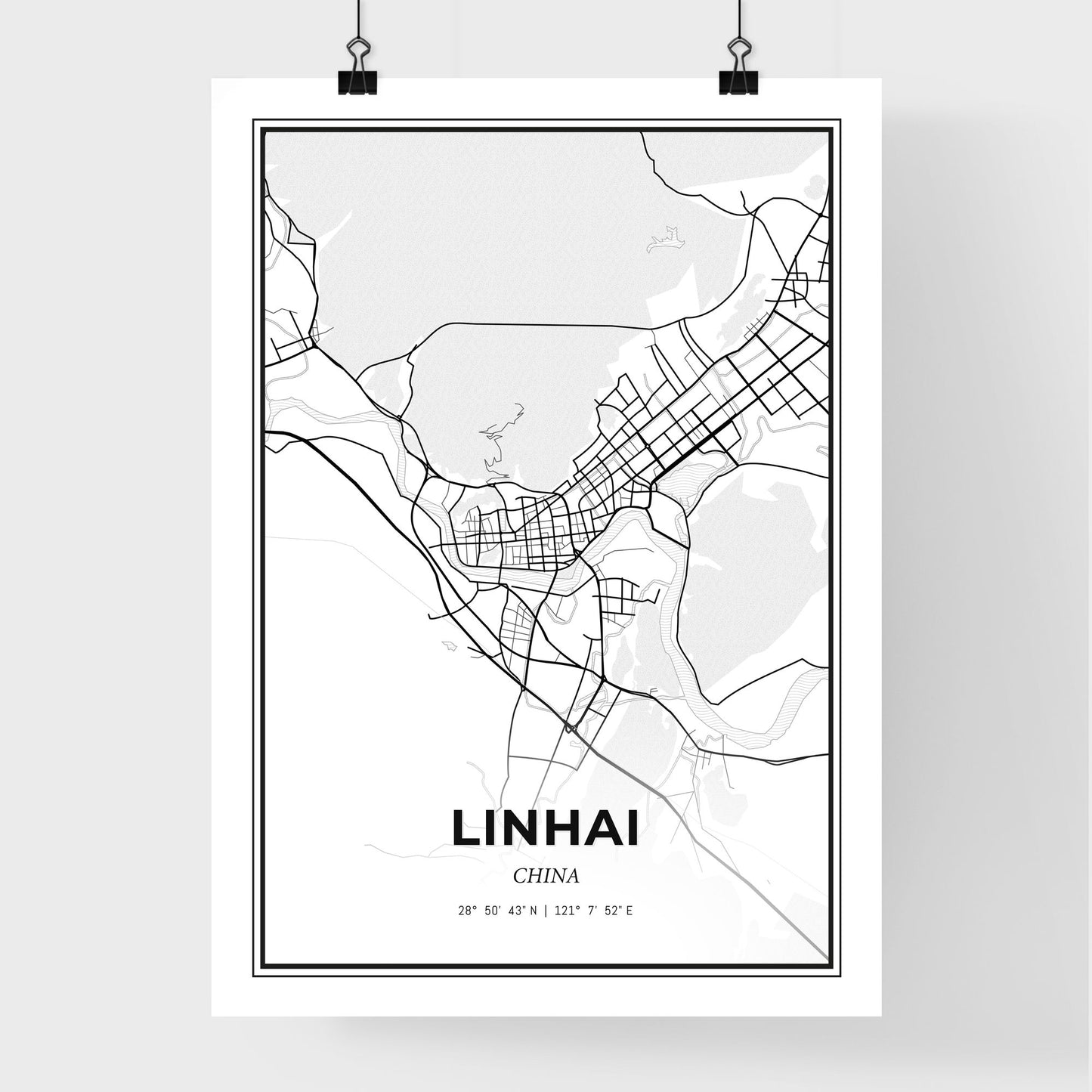 Linhai China - Premium City Map Poster