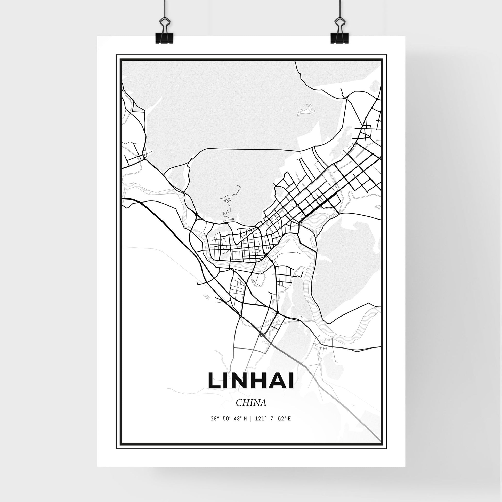 Linhai China - Premium City Map Poster