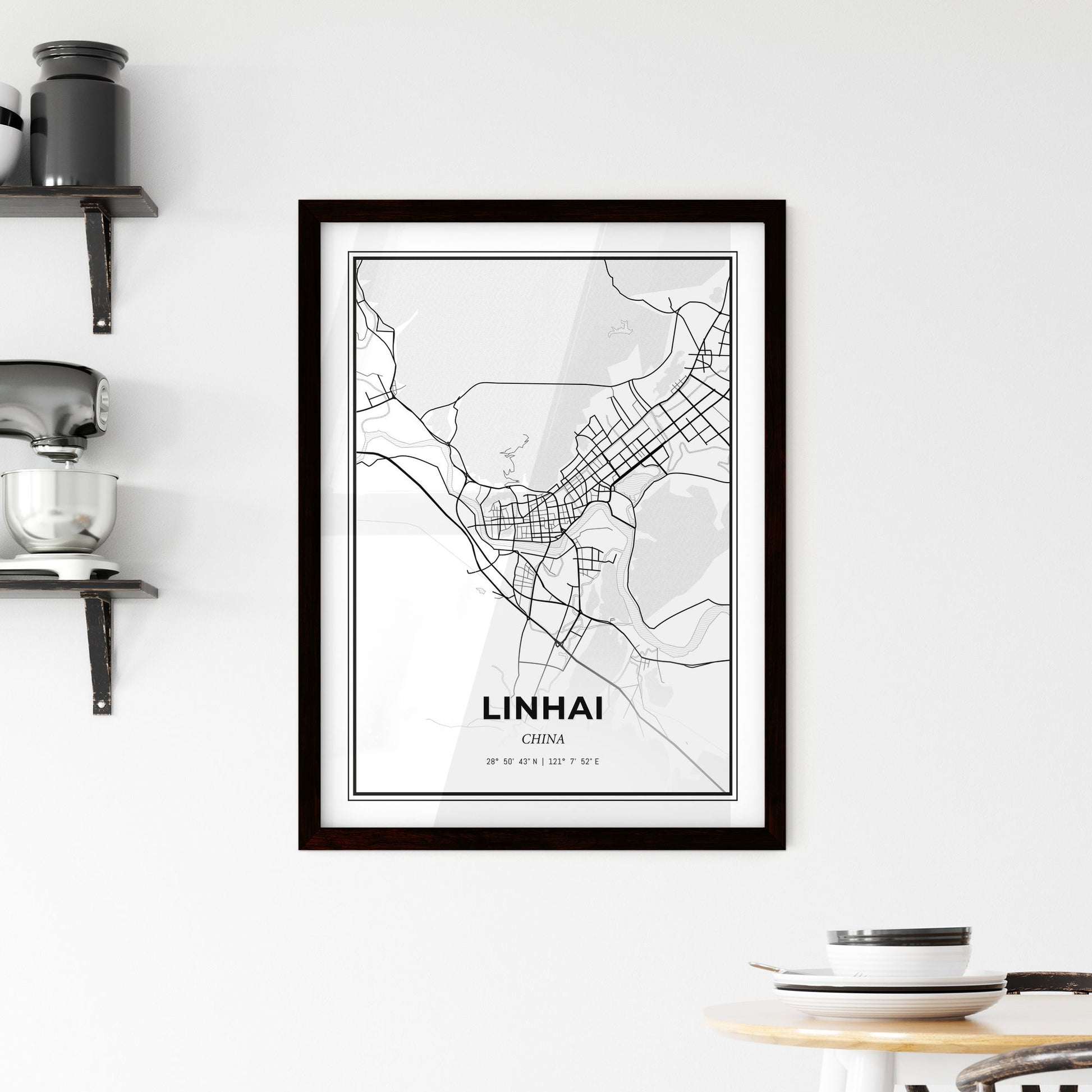 Linhai China - Minimal City Map