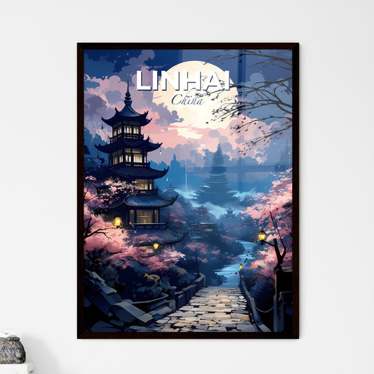 Linhai China Skyline: Explore the Beauty of a Forest Pagoda Painting Default Title