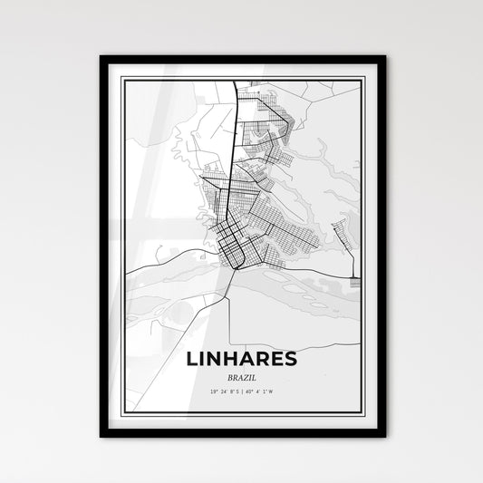 Linhares Brazil - Scandinavian Style City Map for Modern Home Decor