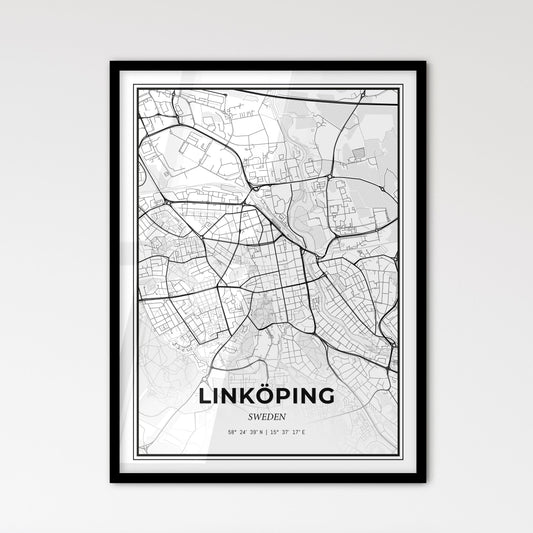 Linköping Sweden - Scandinavian Style City Map for Modern Home Decor