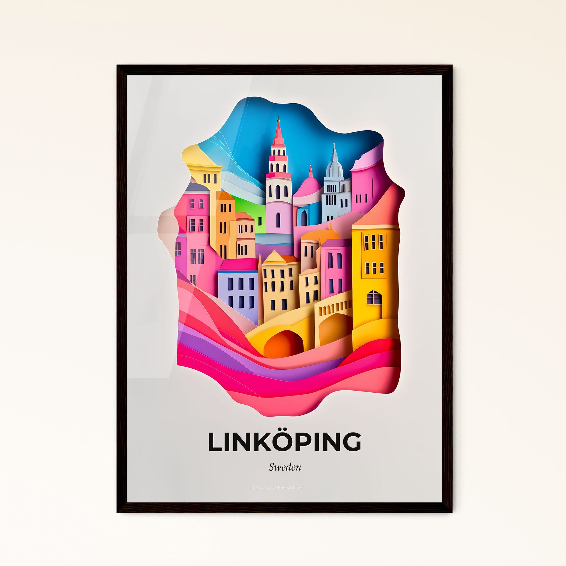 Vivid Linköping, Sweden - a paper cut of a city with a bridge