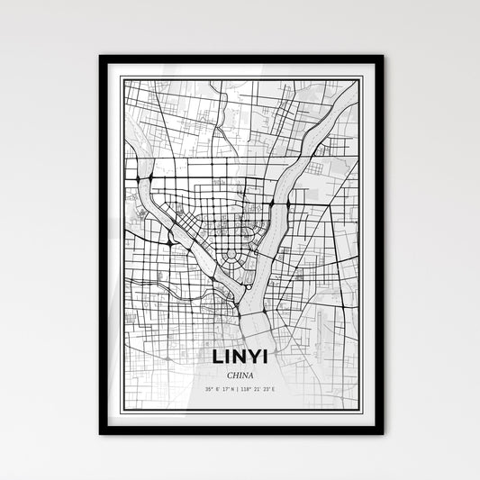 Linyi China - Scandinavian Style City Map for Modern Home Decor