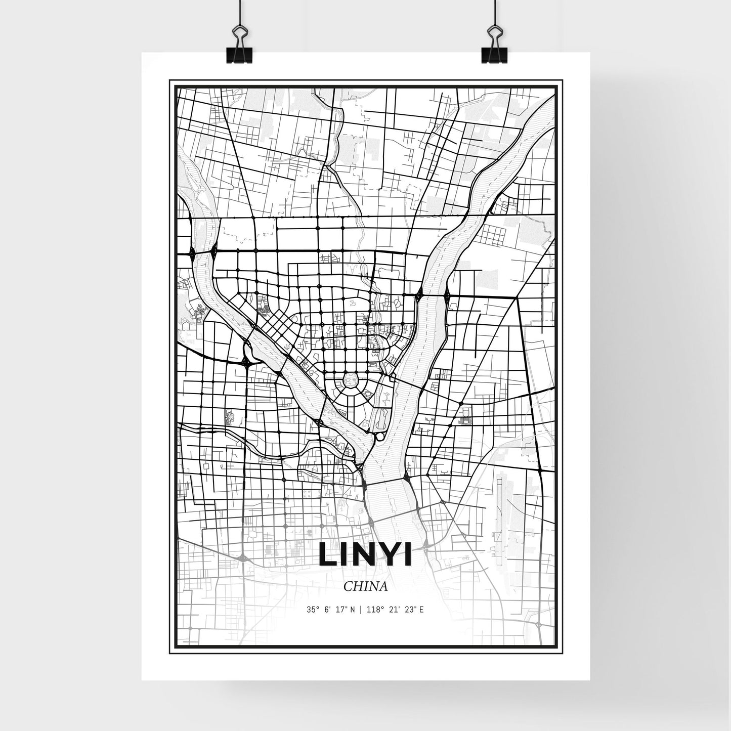 Linyi China - Premium City Map Poster