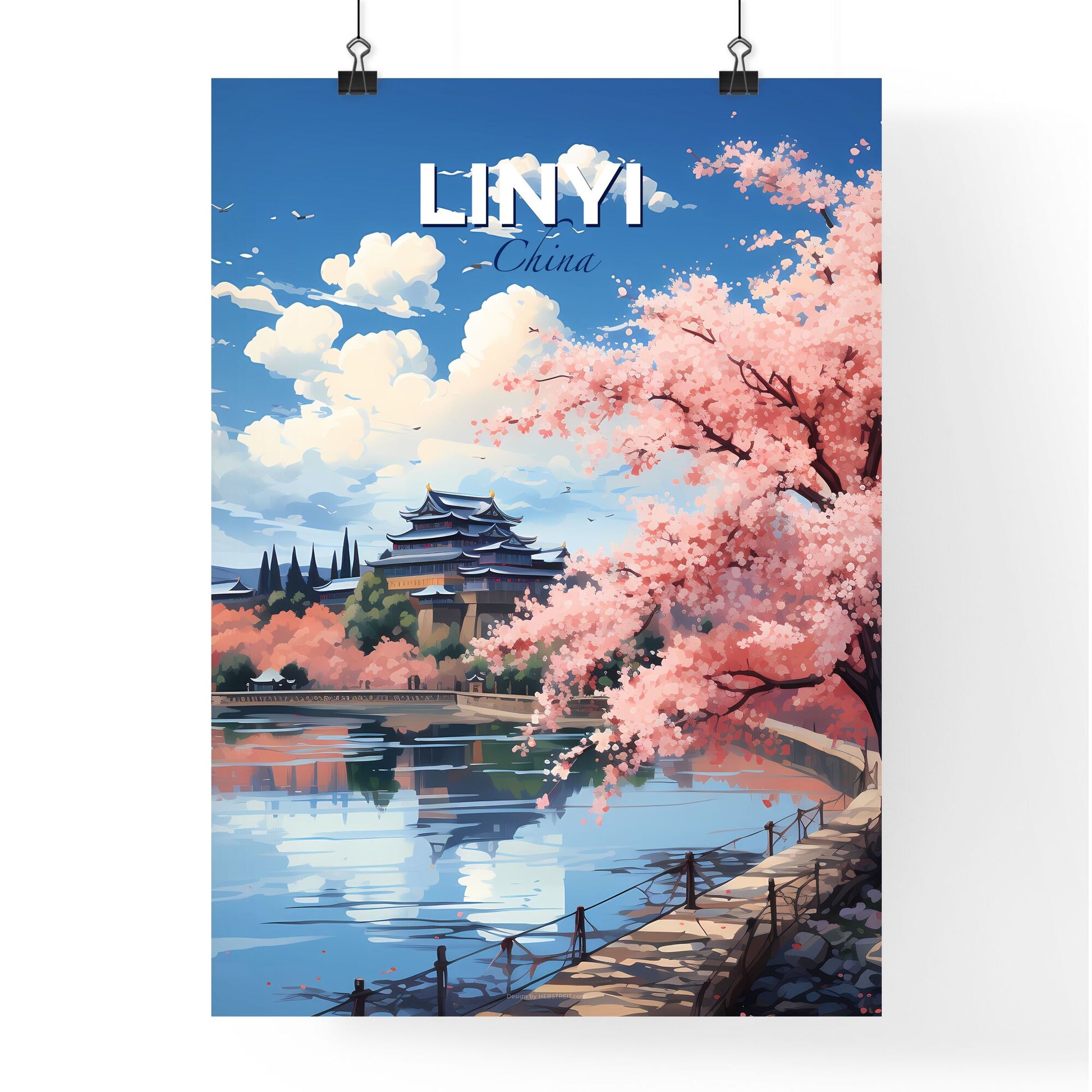 Pink Tree by Linyi Waterfront in China: Eye-Catching Art Depiction Default Title