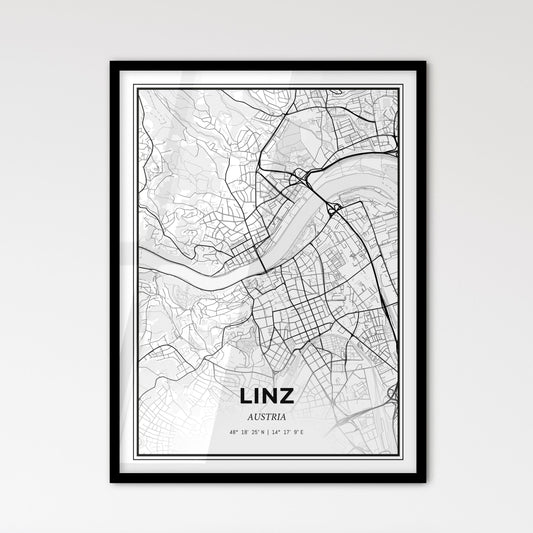 Linz Austria - Scandinavian Style City Map for Modern Home Decor