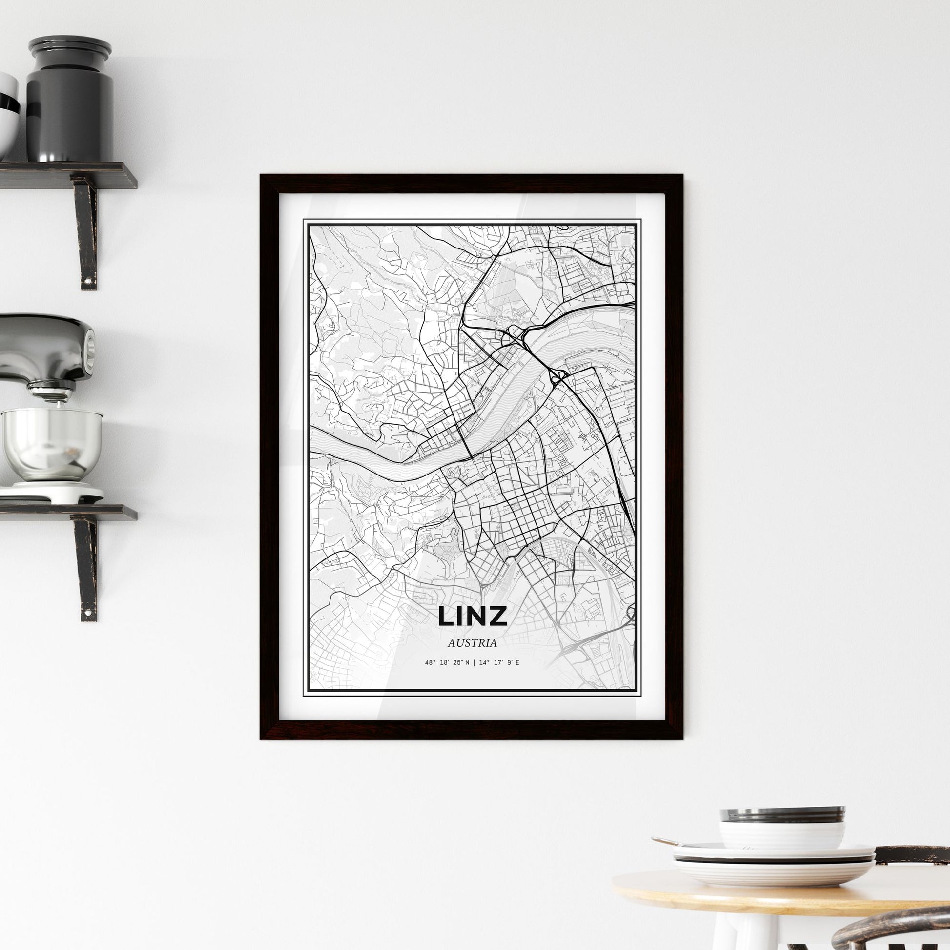 Linz Austria - Minimal City Map