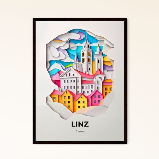 Vivid Linz, Austria - a paper cut of a city with a church